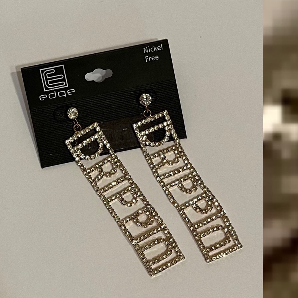 Drippin Word Rhinestones Earrings